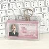 Acrylic Clear Double Card Protective Cover Elastic Keychain Public Transportation Card Small Card Access Control Card Cover