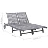 VidaXL Acacia Garden Chaise Lounge 2 Seater with Cushion Terrace Sunbed Patio Sun Lounger 3061402