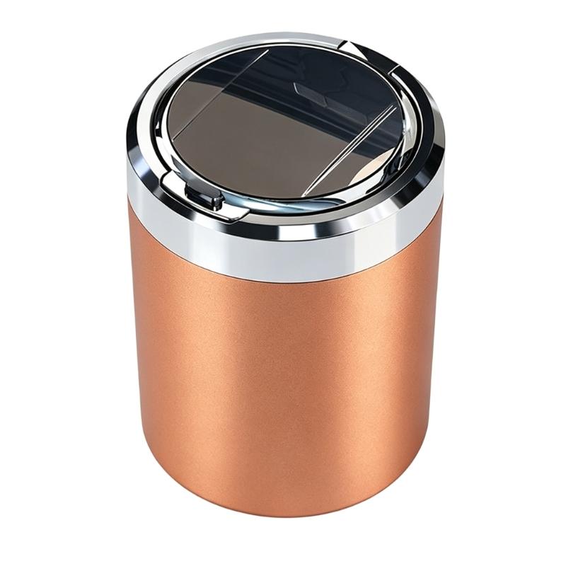 LED Auto Ashtray with Covered Press Lid and Metal Cup, Detachable Design for Car Use in Dim Indoor Rooms