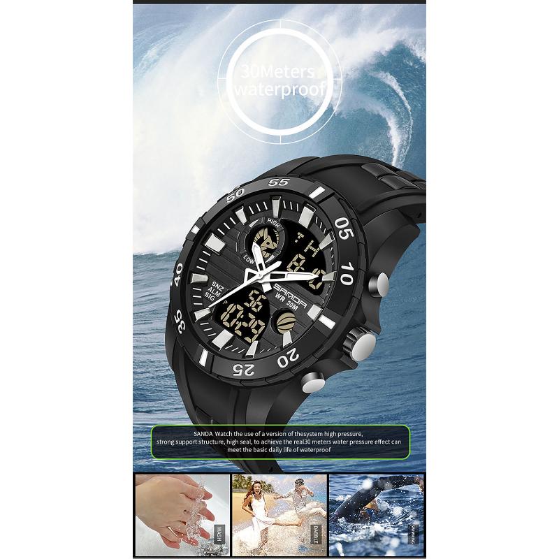 SANDA New Watch Genuine Fashion Sports Multifunctional Electronic Couple Popular Men's Luminous Watch