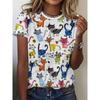 2026 Neues Cartoon-Tier Ganzmuster 3D Digitaldruck Damen-T-Shirt Harajuku Freizeit Kurzarm Rundhals Damen-Oberteil
