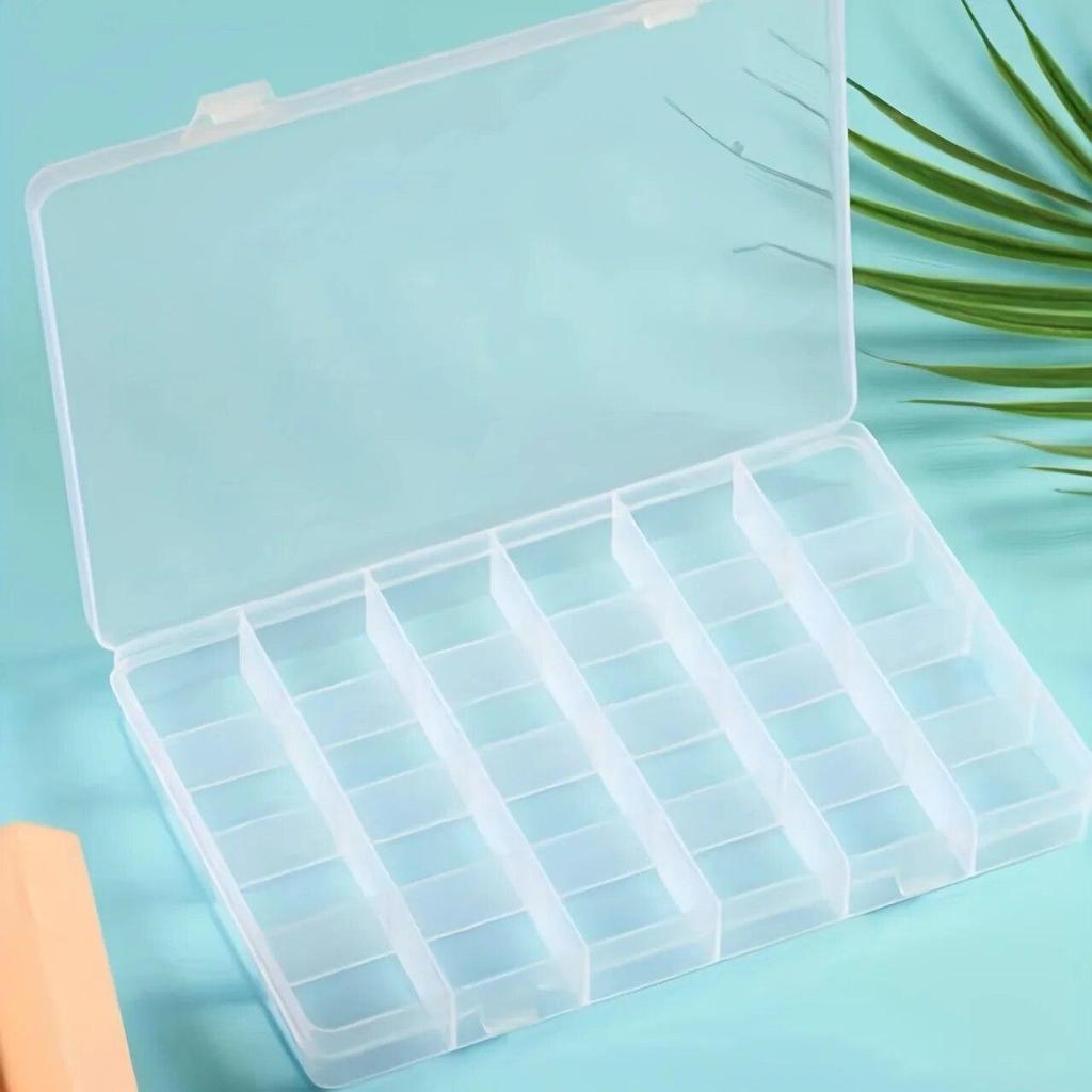 24 Fächer Feste Transparente Aufbewahrungsbox, Staubdichter Klebebanddeckel Schreibwaren Glaskristallperlen Klassifizierter Aufbewahrungsartefakt