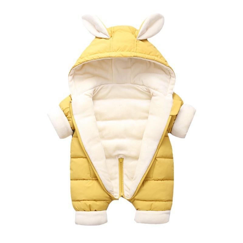 Baby Winter Romper Thick Padded Snowsuit Cartoon Hooded Jumpsuit Newborn Boys Girls