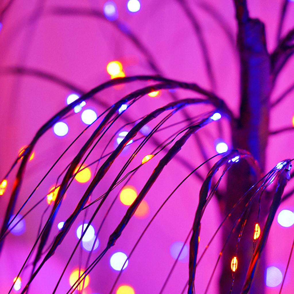 Halloween Tree Lights, Black Halloween Tree With Lights, Outdoor Tree Lights, 23.6 Inch Tree Lights Desktop Decoration