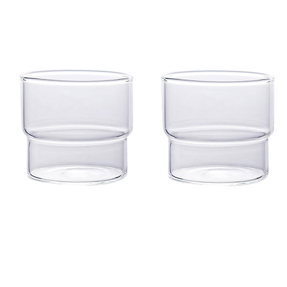 Round Transparent Glass Cup, Stackable Double-layer Old-fashioned Water Cup, Suitable for Coffee, Milkshake and Wine