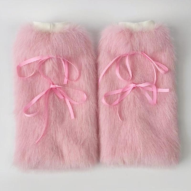 Comfortable Plush Leg Sleeves Bows Decors Women’s Winter Wear Legwarmers Easy To Clean Cold Weather Essential