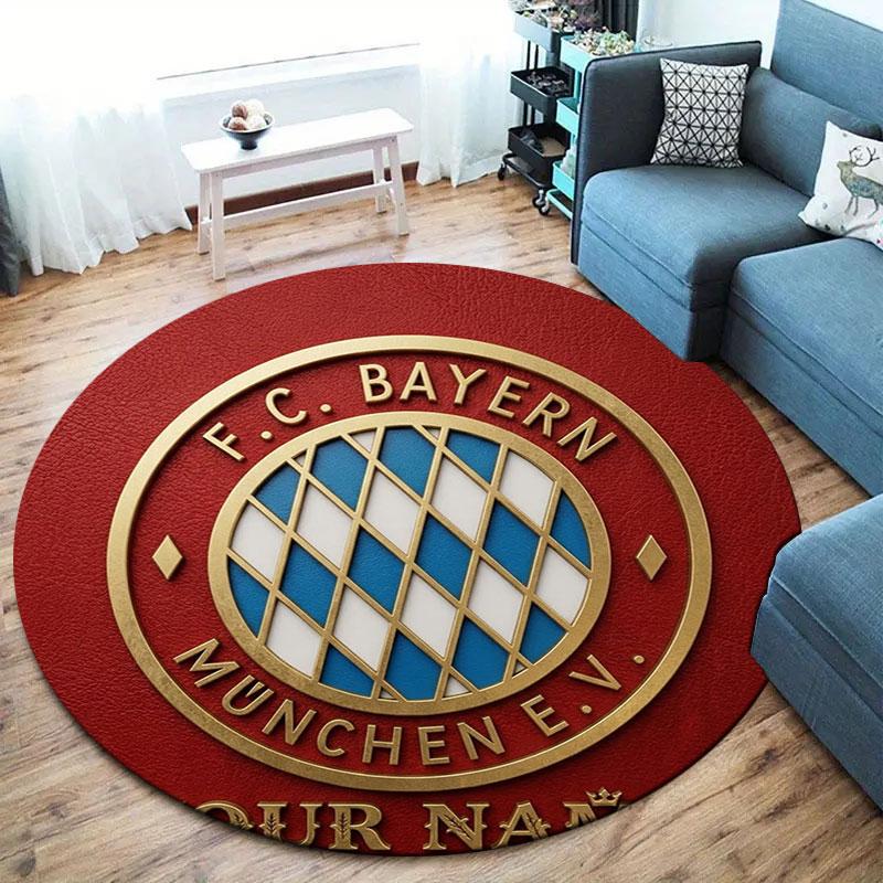 FC Bayern Munchen Custom Name Round Area Rug,Carpet Rug for Living Room Bedroom Sofa Playroom Decor,Non-slip Floor Mat