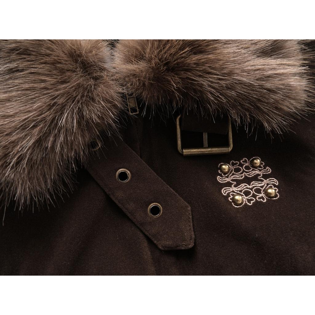 Vintage Fleece Fur Collar Cropped Jacket