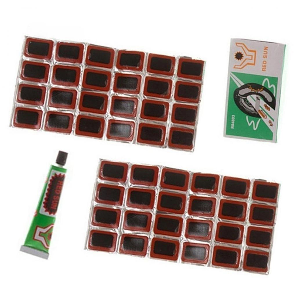 48Pcs Square Round Rubber Cycling Bicycle Tire Tyre Puncture Repair Patches Tool
