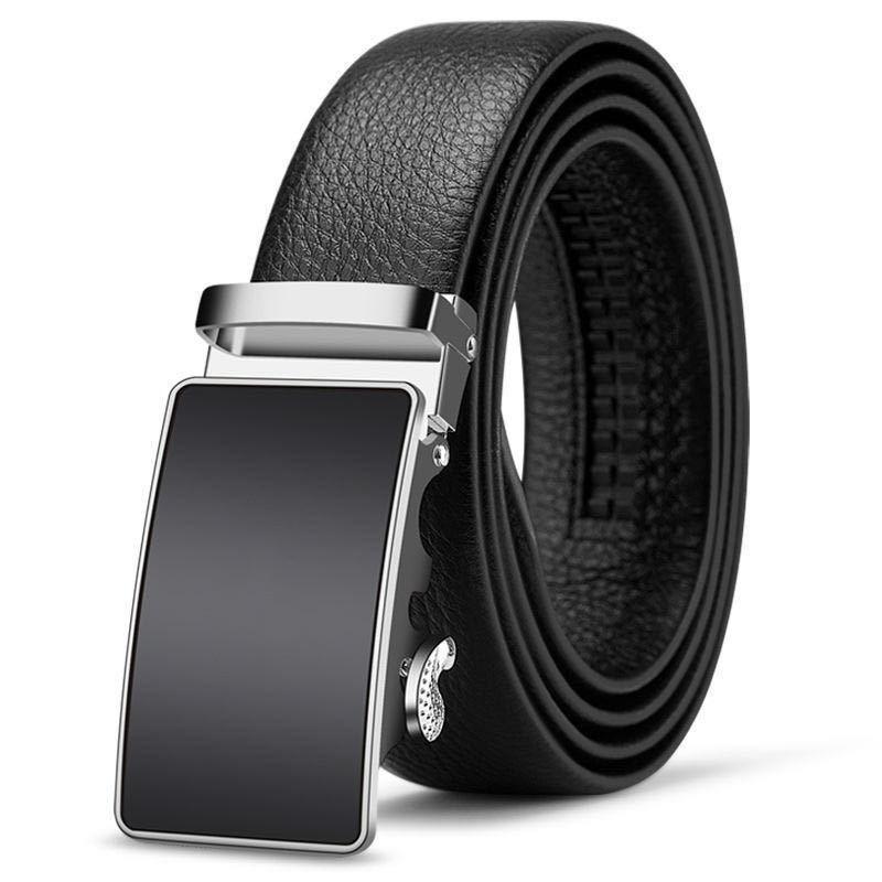 Men's Belt Genuine Leather Business Automatic Buckle Two-layer Cowhide Trendy Young Men's Trousers Belt