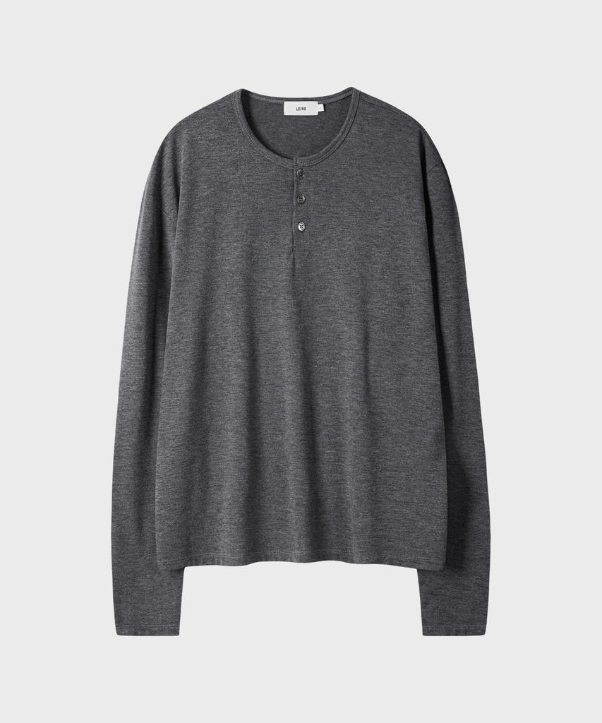 LEIRE Soft Henley Neck Long Sleeve T-Shirt [Charcoal]
