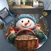 Snowman with Birds Round Area Rug,Carpet Rug for Living Room Bedroom Sofa Playroom Decor,Non-slip Floor Mat