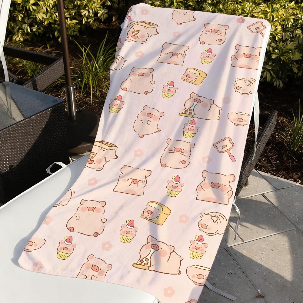 Süßes L-LuLu Das Schweinchen Cartoon Handtuch Weich Pool Geschenk Für Reise Fitnessstudio Dusche Camping Schnelltrocknend Sport Große Strandhandtücher