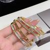 Trendy Stackable Gold Plated Bangles for Women Stainless Steel CZ Crystal Bracelet Luxury Fashion Accessories Mother's Day Gift