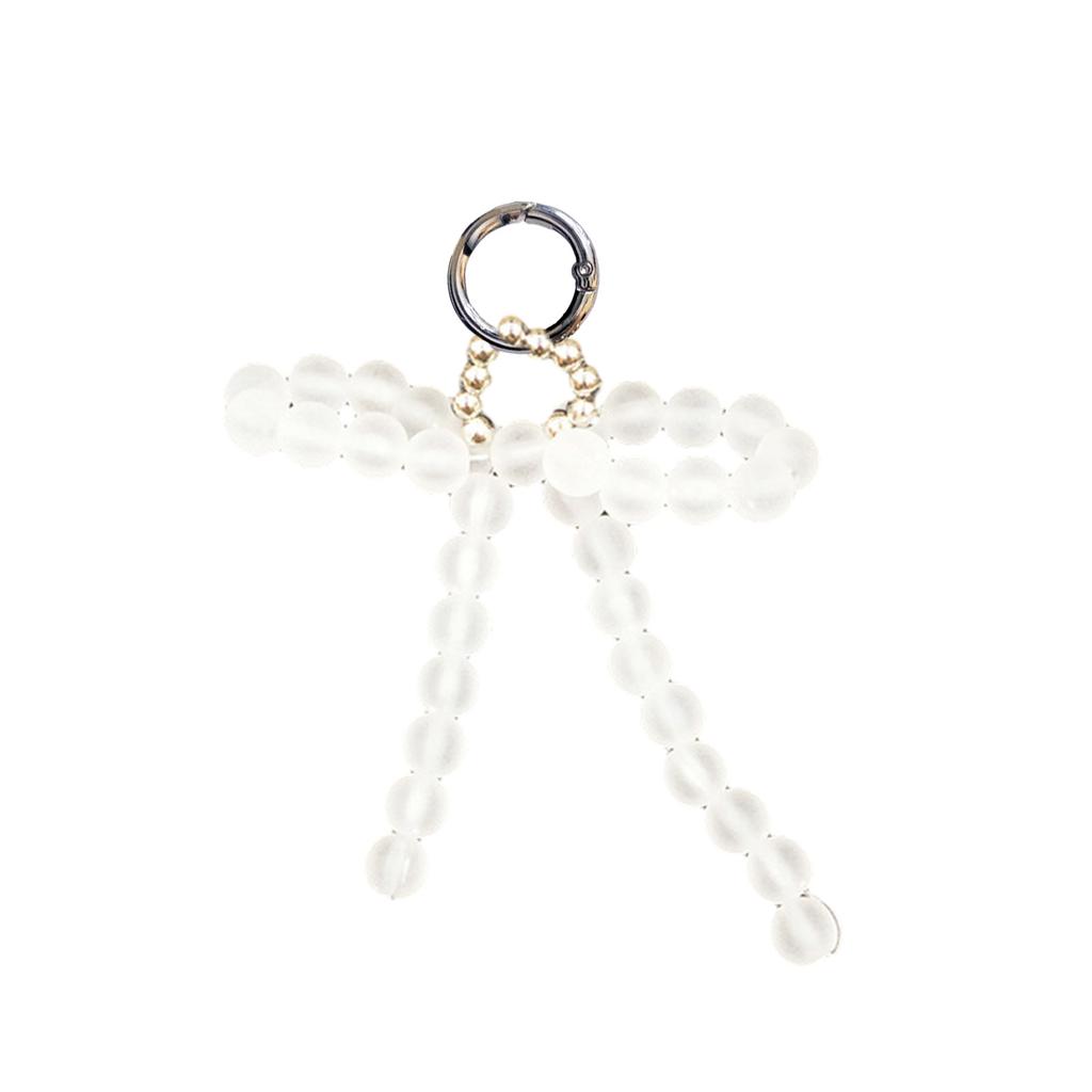 Pearl Beaded Bowknot Charm Keychains Sweet Cool Pendant Ornament Keyring Backpack Decoration Jewelry for Women Girls