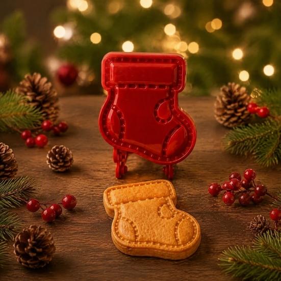 Festive Pastry Molds Christmas Hand Press Pie Mold, Plastic Dough Baking Gifts for Enthusiasts Neatly Cut Cookie Cutters DIY Holiday Treats