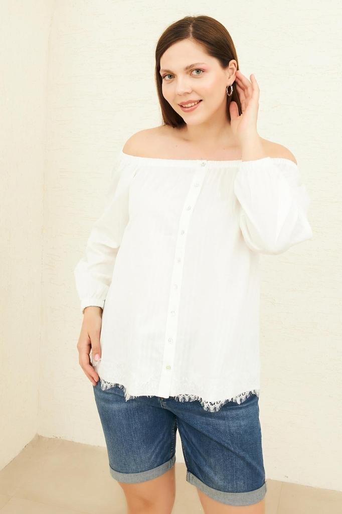 Women's Big Size Blouse Yellow Collar Elastic Woven Blouse