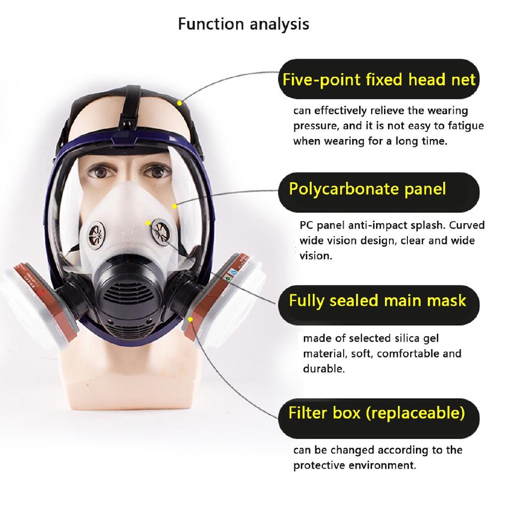 21 in 1 Chemische Gasmaske Chemische biologische radioaktive Kontamination Selbstansaugende Vollgesichtsmaske Gasmaske