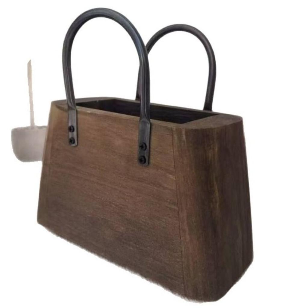 Modern Vintage Wooden Storage Basket for Plants Home Decor Cross Border