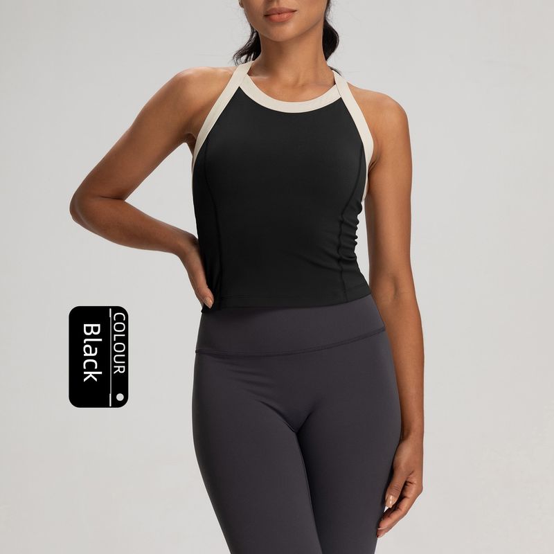 Lu Same Sports Vest Women's Yoga Clothes with Chest Pad Silm Slim Looking Nude Feel Cross Back Training Running Tops