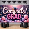Graduation Ceremony Banner Colorful Balloons Congratulatory Display Grad Party Banner Congrats Lettering Grad Photo Background