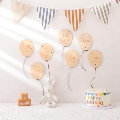 Holz Ballon Neugeborenen Foto Gedenk Geburtstag Party Dekoration Baby Zubehör Handmade für