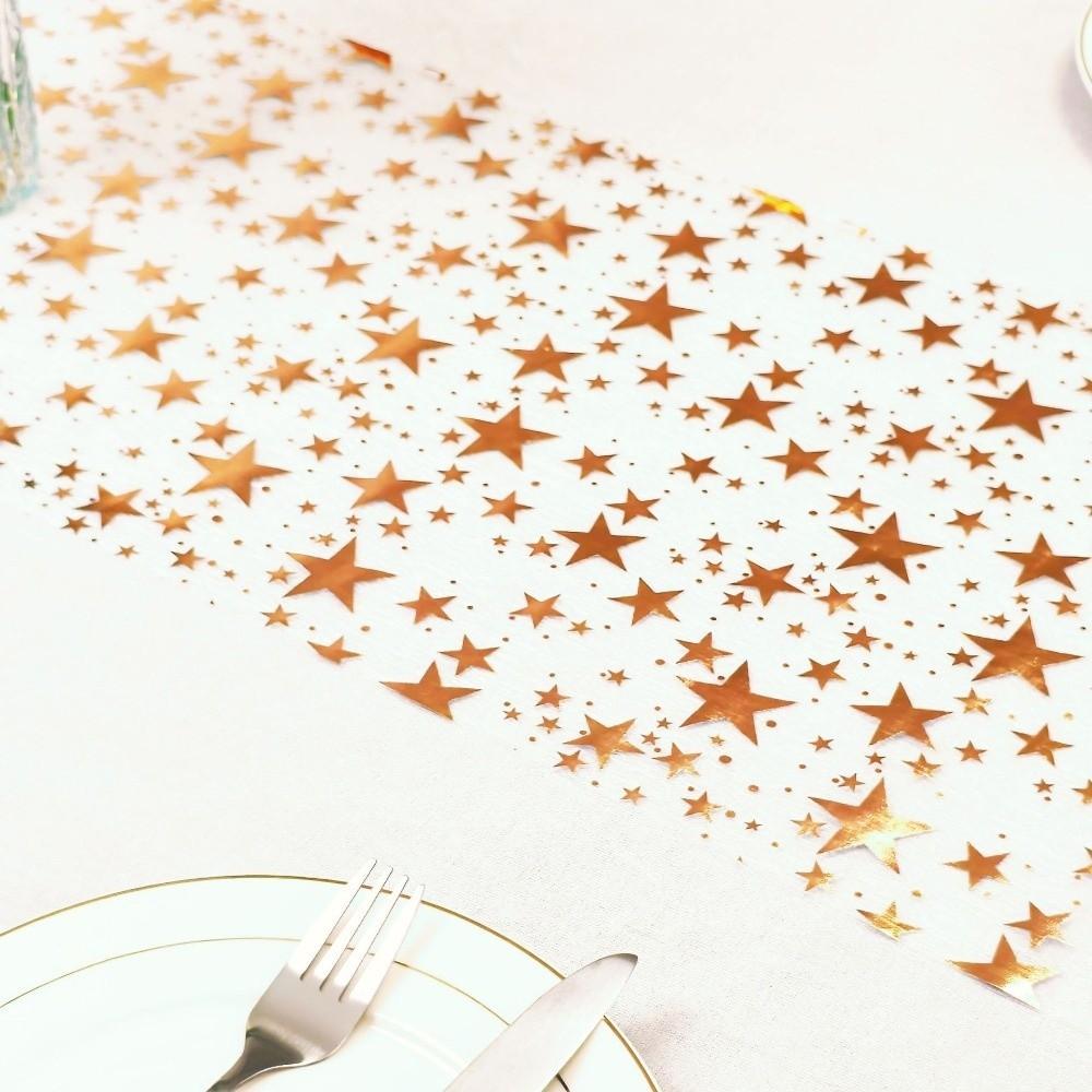 Sheer Mesh Bling Star Table Runner Star Pattern Romantic Mesh Table Runner Polyester Shimmery Glitter Table Runner