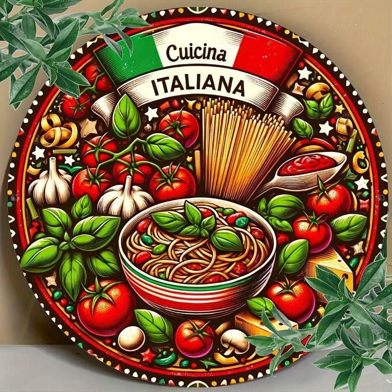 Round Metal Sign Italian Japanese Kitchen Decor 20x20cm