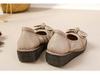 Women's Retro Ethnic Handmade Floral Cowhide Wedge Shoes with Thick Soft Sole