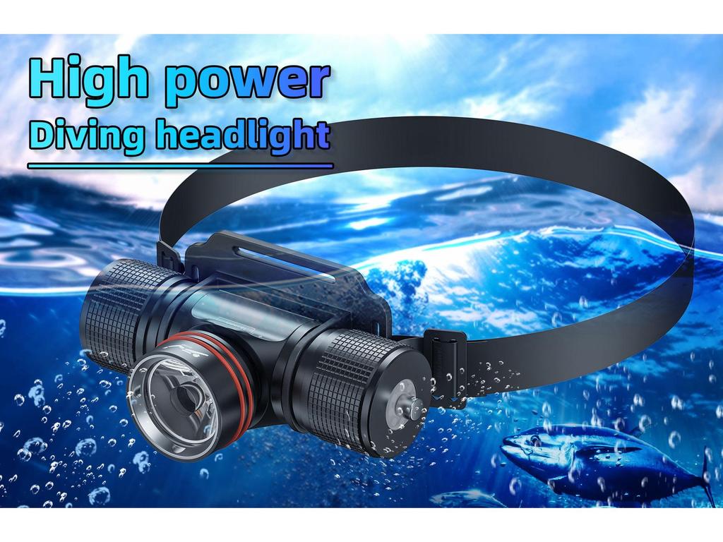 New Rechargeable LED Laser Diving Headlight: Long-Range, Lightweight, High-Intensity Aluminum, Amphibious Design