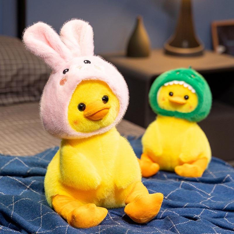 Cute Cute Little Duck Turned Into Rabbit Dinosaur Doll Plush Toy Yellow Duck Doll Children'S Rag Doll