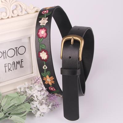 New Embroidered Flower Decoration Women's Belt Retro Belt Fashionable Women's Classic Chinese Style Versatile Skirt