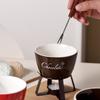 Fondue Pots Set Tealight Porcelain Melting Pots for Cheese Chocolate Butter Caramel Ceramic Butter Warmers Set with Fork
