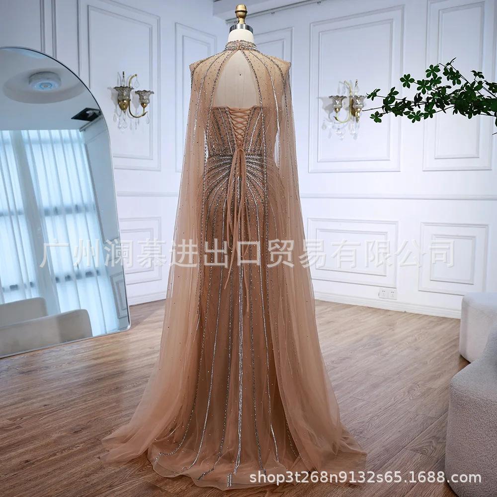 SERENE HILL crystal beads nude floating sleeves luxury host art test solo evening dress LA11811A