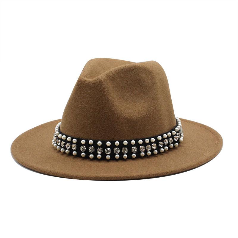 Woolen Rose Topper Hat Dame Hat Flat Brim Hat