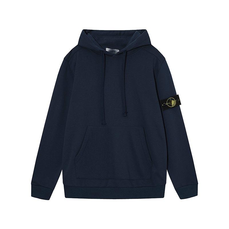 STONE Classic Solid Color Hooded Long-Sleeve Unisex Jacket with Badge – Trendy Island Style for Couples