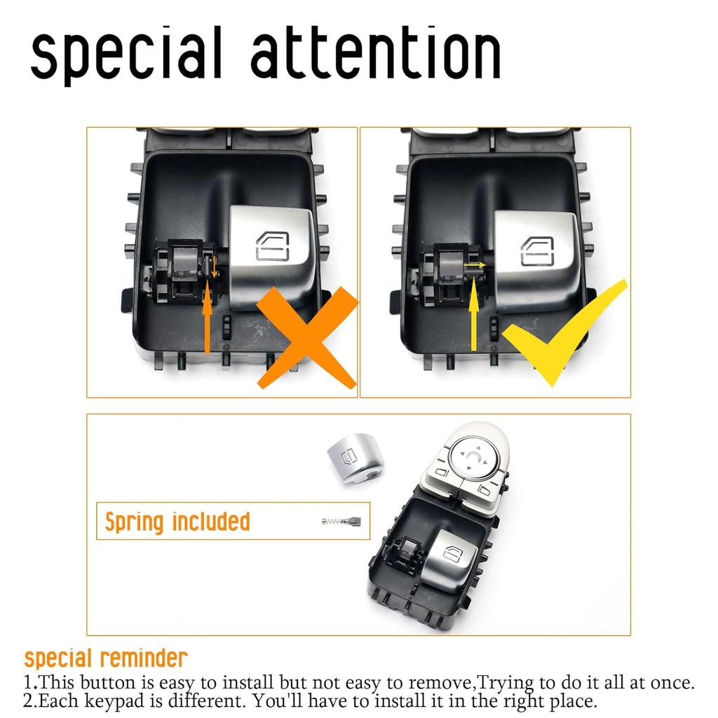 Window Control Switch Button Cover Fit for Mercedes-Benz C Class W205 C200 C300 2015-2021 GLC-Class W253 GLC250 GLC300 2016-2022 Driver Side Glass