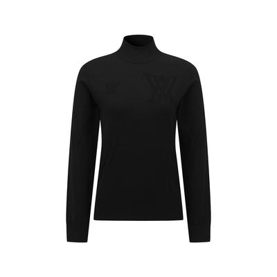 ANEW GOLF Women Logo Pattern Turtleneck Sweater_Bk
