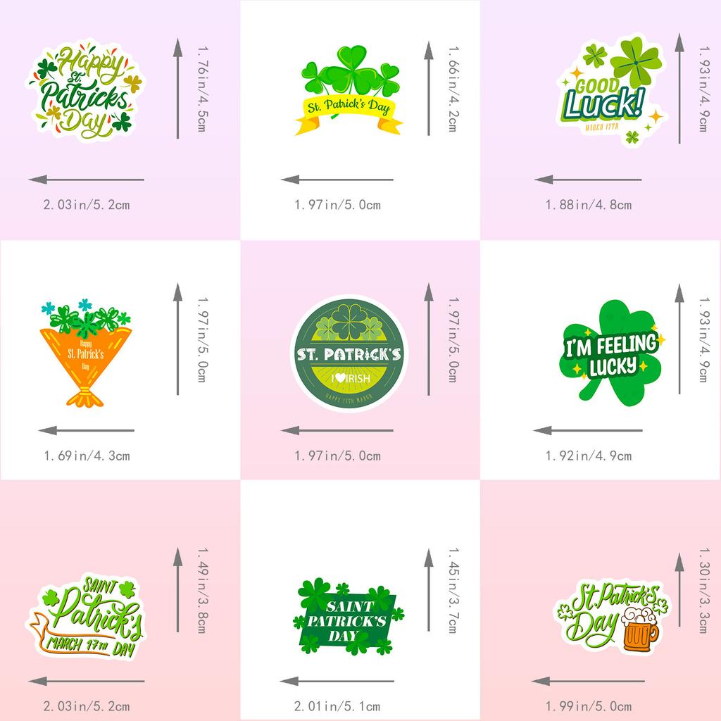 50Pcs St Patrick's Stickers - Lucky Shamrock Vinyl Decals for DIY Crafts & Decor (5x4.9cm)