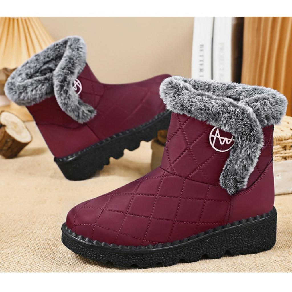 Snow Boots for Women In Autumn and Winter, Women's Midsole Cotton Shoes with Thick Fleece and Warm Cotton Boots