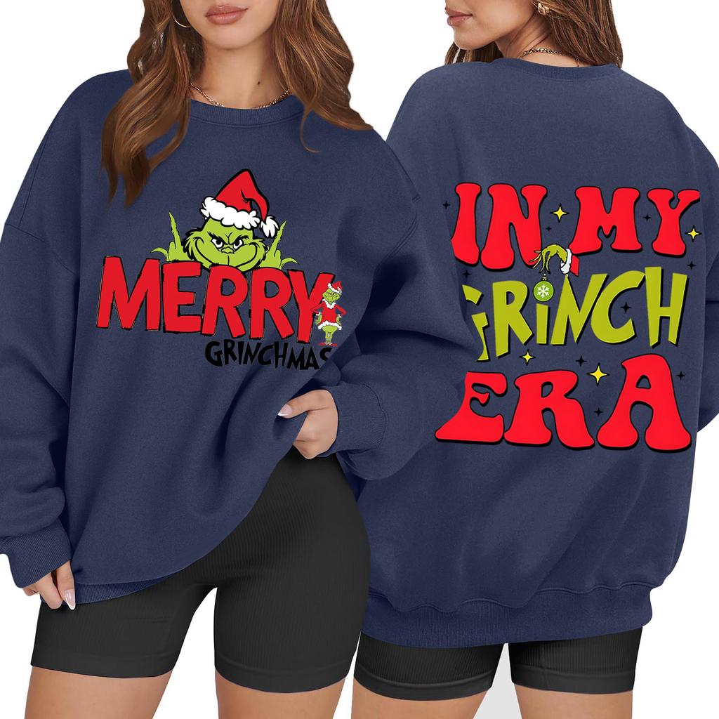 Women's Casual Fashion Long Sleeve Christmas Printed Round Neck Sweatshirt Top