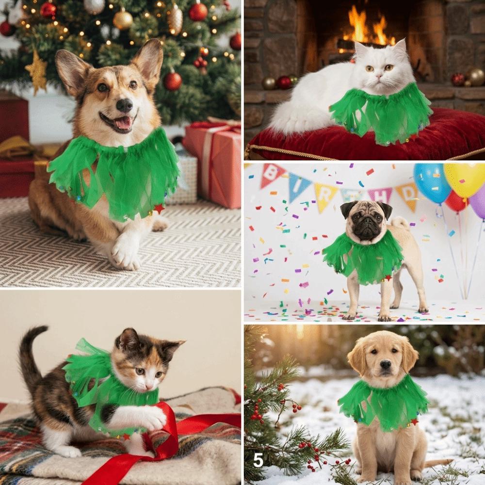 

Bell Decorated Pet Collar With Bell Adjustable Fit Holiday Pet Neck Band Holiday Daily Wear S