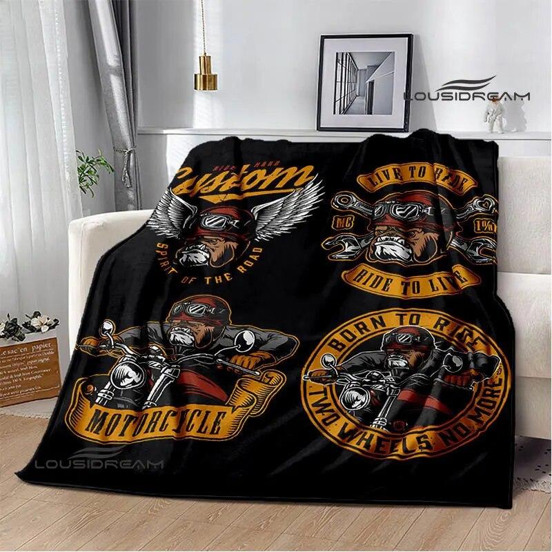Motorcycle Retro Printing Blanket Flange Warm Blanket Soft and Comfortable Blanket Picnic Blanket Bed Linings Birthday Gift