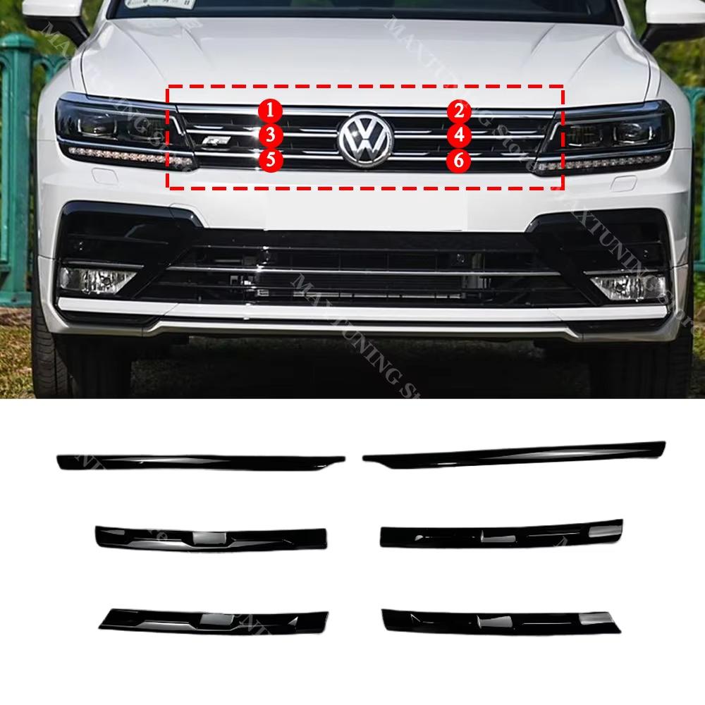 Skirta VW Tiguan MK2 R-Line 2017-2021 Priekinio buferio Žibintų antakių Centrinės grotelės Rūko žibinto Juodos apdailos juostelės Lipdukai Apdaila