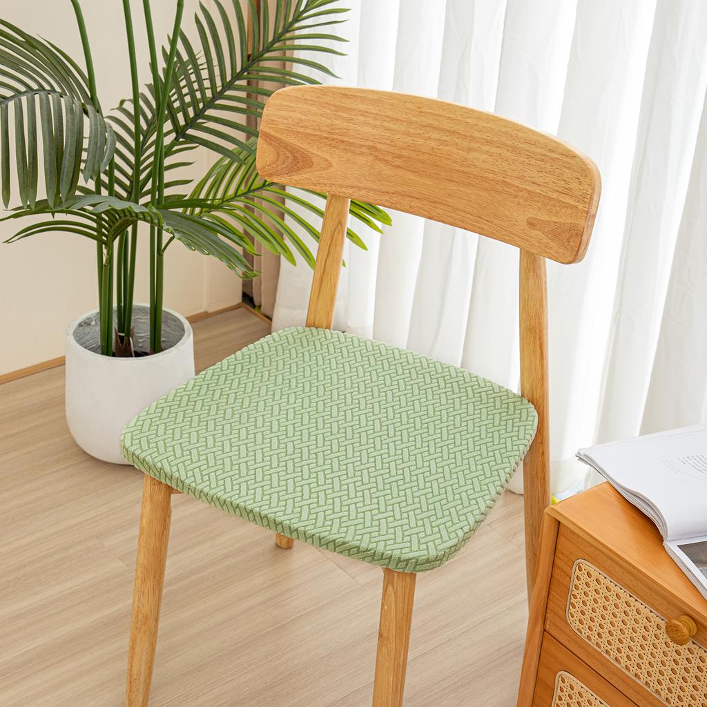 Stretch Jacquard Chair Seat Covers Solid Removable Washable Anti-Dust Dining Room Chair Seat Cushion Slipcovers