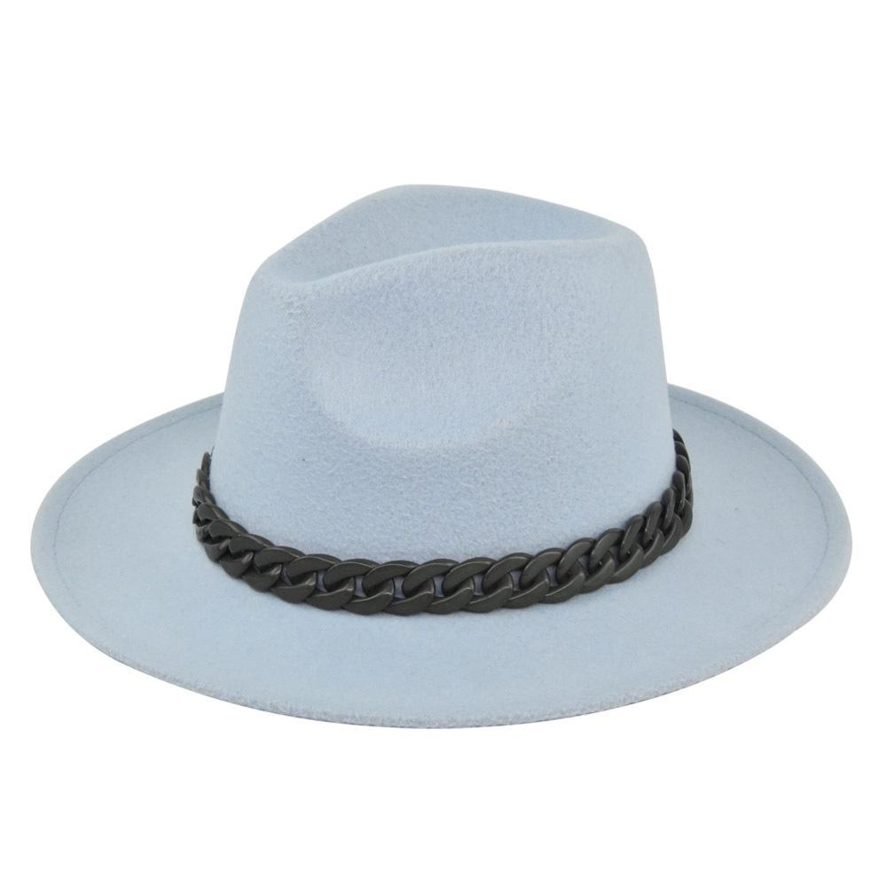 British retro jazz hat easiest for match chain hat women's large brim woolen hat felt hat imitation sheep hat flat brim hat no