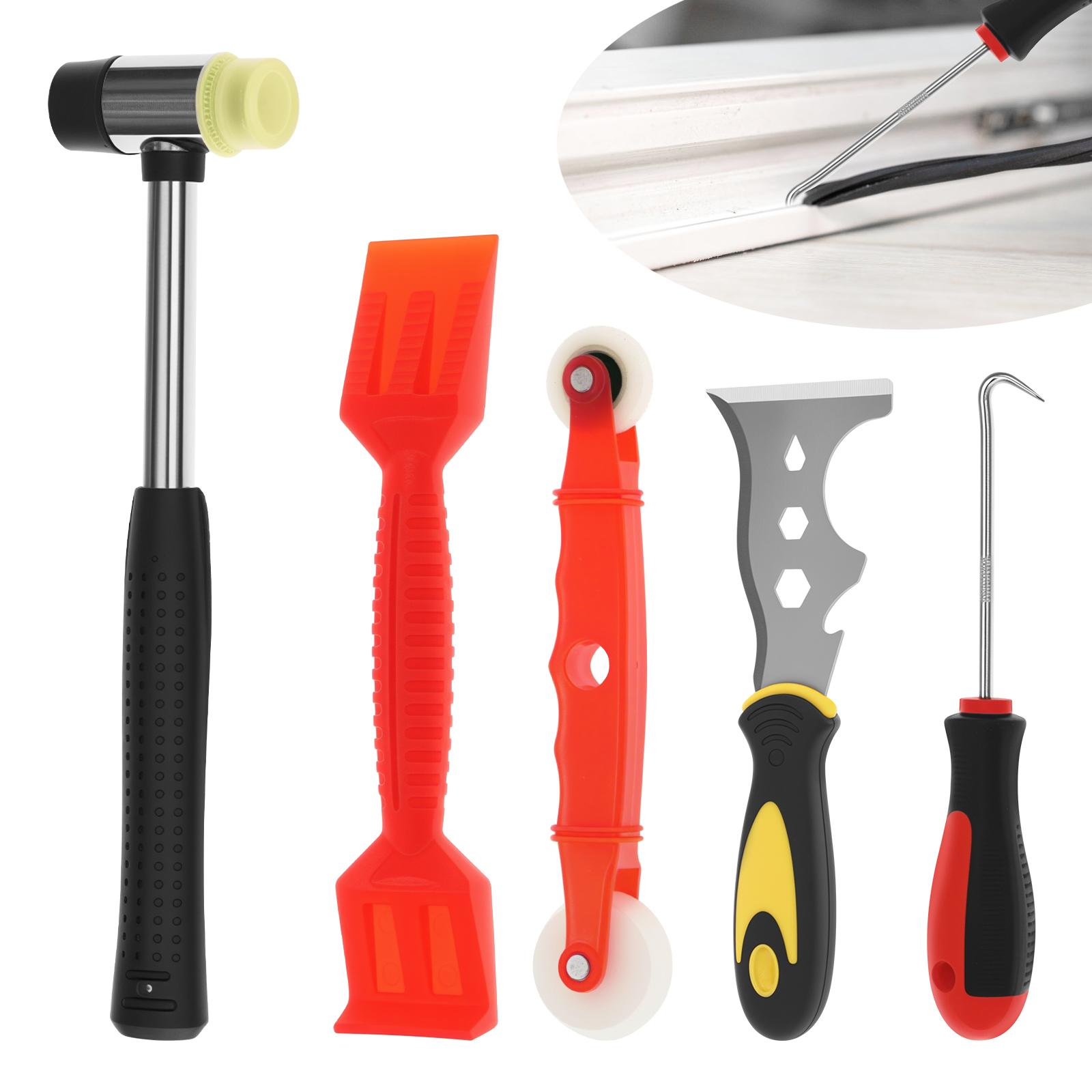 Kit di 5 Pezzi di Strumenti Professionali per Vetri Finestre Strumento di Installazione per Sostituzione Zanzariere con Manico per Officina Domestica