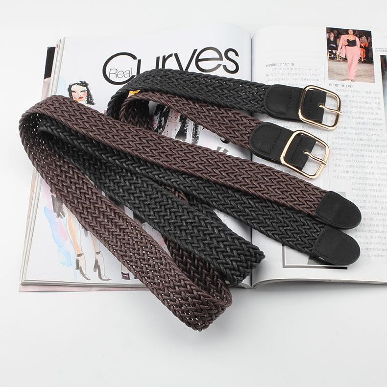Circle Buckle Square Buckle Women'S Wax Rope Woven Belt Sweater Shirt Accessories