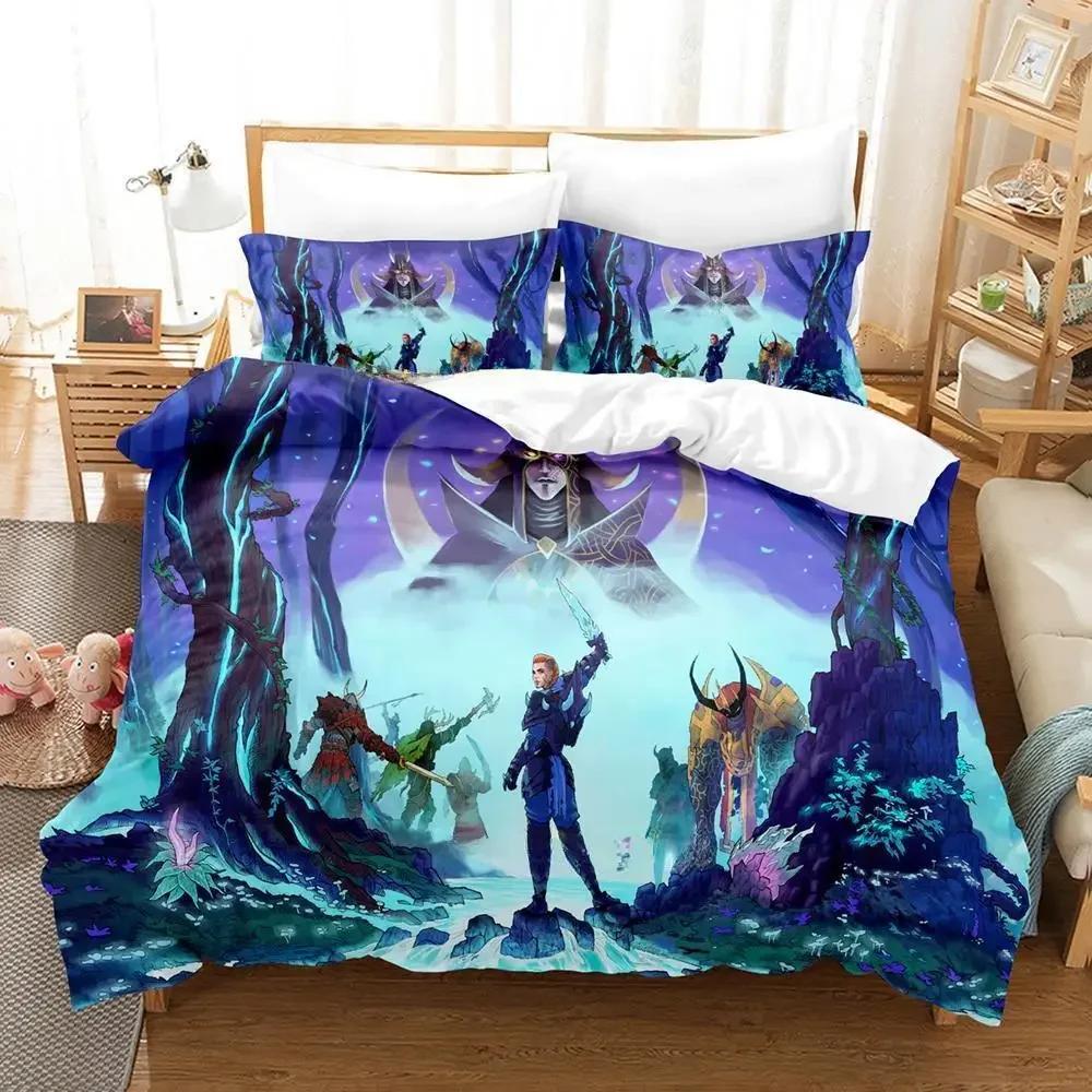 Tribes of Midgard Bettwäscheset Einzelbett Twin Full Queen King Size Bettset Erwachsene Kind Schlafzimmer Bettbezugsets 3D Spiel Bettlakenset