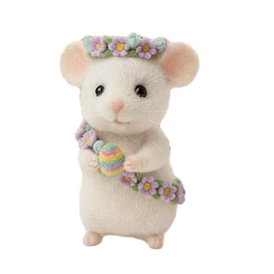 Needle Felted Mouse Easter Mini Mouse Ornaments Handmade Wool Mice Figurine with Easter A